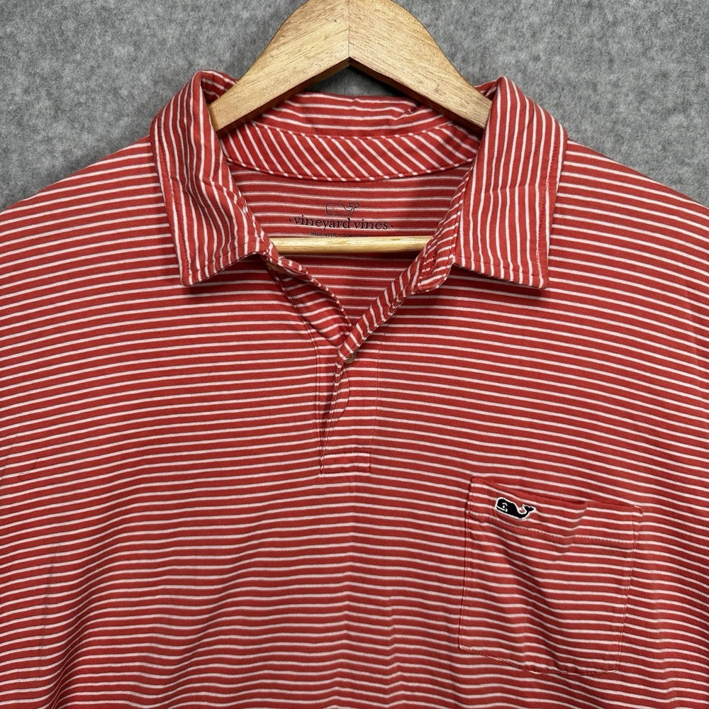 Vineyard‎ Vines Mens Polo Coral White Striped Size XL